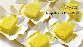  Presentation with chicken - Slide deck consisting of cubes-of-dehydrated-chicken-based background and a yellow colored foreground