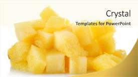  Presentation with pineapple - Amazing PPT theme having cubes of fresh pineapple isolated backdrop and a blonde colored foreground