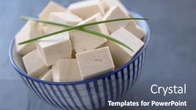  Presentation with bowl - Amazing theme having cubes-of-tofu backdrop and a ocean colored foreground