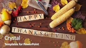  Presentation with happy thanksgiving - Beautiful PPT layouts featuring cubes with inscription happy thanksgiving backdrop and a tawny brown colored foreground