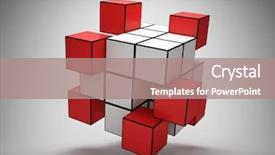 Presentation with abstract puzzle - Audience pleasing PPT theme consisting of cubes with red key backdrop and a coral colored foreground