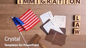  Presentation with immigration law - Cool new theme with cubes with text immigration law backdrop and a tawny brown colored foreground
