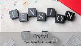  Presentation with pension - Cool new presentation theme with cubes with text pension fund backdrop and a light gray colored foreground