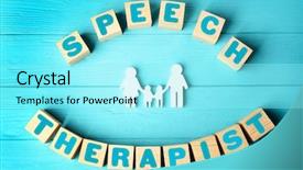  Presentation with speech therapy swallowing - Slide set with cubes with text speech therapist background and a arctic colored foreground