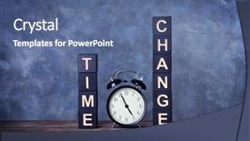  Presentation with change - Presentation design having cubes with text time change background and a ocean colored foreground