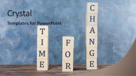  Presentation with change - Presentation theme featuring cubes with text time background and a teal colored foreground