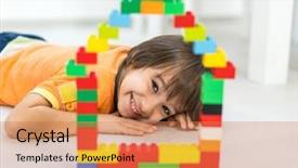  Presentation with new home - Presentation having cubic - child making a new dream background and a coral colored foreground