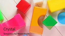  Presentation with wooden building blocks - Slides having cubic - colorful children's building blocks background and a coral colored foreground