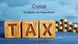  Presentation with tax - Colorful slide deck enhanced with cubic - cubes with word tax backdrop and a light blue colored foreground