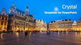  Presentation with secret place - Slide deck with cubic - grand place brussels belgium background and a teal colored foreground