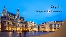  Presentation with brussels - Slide deck with cubic - grand place brussels belgium background and a light gray colored foreground