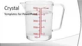  Presentation with water cup - Amazing slide deck having cubic - plastic kitchen measuring cup filled backdrop and a white colored foreground