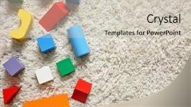  Presentation with wooden building blocks - PPT theme featuring cubic - set of wooden colorful building background and a soft green colored foreground