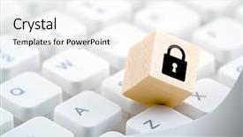  Presentation with computer security - Slides enhanced with cubic - wooden block with lock graphic background and a white colored foreground
