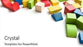  Presentation with wooden toy - Amazing presentation design having cubic - wooden toy blocks on white backdrop and a white colored foreground