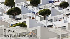  Presentation with puerto rico - Amazing slide set having cubic apartment building at puerto backdrop and a light gray colored foreground