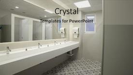  Presentation with public - Presentation design consisting of cubicles - contemporary public restroom background and a light gray colored foreground