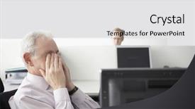  Presentation with eyes - Beautiful slides featuring cubicles - middle aged businessman rubbing eyes backdrop and a white colored foreground