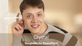  Presentation with listening - Colorful presentation enhanced with cuckold-concept-man-spying backdrop and a coral colored foreground