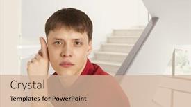  Presentation with listening - Presentation featuring cuckold-concept-man-spying background and a soft green colored foreground