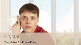  Presentation with listening - Cool new slides with cuckold-concept-man-spying backdrop and a lemonade colored foreground