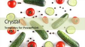  Presentation with vegetables - Cool new presentation theme with cucumber - fresh vegetables on white background backdrop and a soft green colored foreground