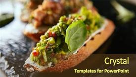  Presentation with cucumber cream - Colorful slides enhanced with cucumber bread with golden crust backdrop and a tawny brown colored foreground
