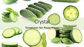  Presentation with collage - Slides with cucumber collage isolated on white background and a mint green colored foreground