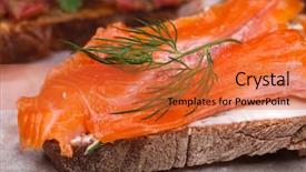  Presentation with close up of cereal granola - Presentation theme consisting of cucumber free - close up toast with salmon background and a  colored foreground