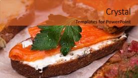  Presentation with salmon - Beautiful presentation theme featuring cucumber free - close up toast with salmon backdrop and a  colored foreground