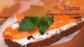  Presentation with close up of cereal granola - Audience pleasing presentation consisting of cucumber free - close up toast with salmon backdrop and a  colored foreground