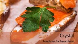 Presentation with close up of cereal granola - Beautiful PPT theme featuring cucumber free - close up toast with salmon backdrop and a  colored foreground
