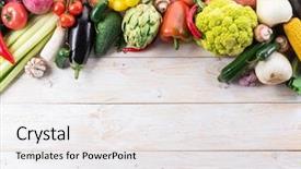  Presentation with colorful birthday or carnival frame - Amazing theme having cucumber free - different colorful vegetables arranged backdrop and a white colored foreground