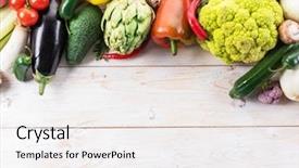  Presentation with frame - Beautiful PPT theme featuring cucumber free - different colorful vegetables arranged backdrop and a  colored foreground