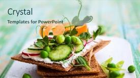  Presentation with crisp - PPT layouts having cucumber free - healthy sandwiches with soft cheese background and a sky blue colored foreground