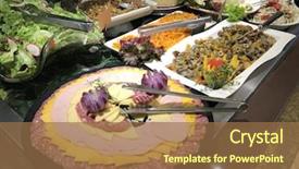  Presentation with essential service capability skill - Audience pleasing PPT layouts consisting of cucumber free - salad self service restaurant backdrop and a coral colored foreground