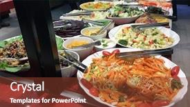  Presentation with e service - PPT theme enhanced with cucumber free - salad self service restaurant background and a tawny brown colored foreground