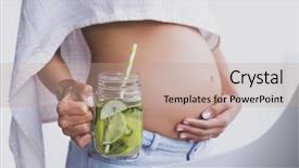  Presentation with mason jar - Audience pleasing presentation consisting of pregnancy diet - cucumber infused water in mason backdrop and a coral colored foreground