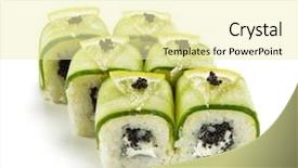  Presentation with cucumber cream - Presentation design consisting of black tobiko flying fish background and a blonde colored foreground