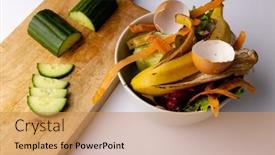  Presentation with organic waste - Slide deck with cucumber-on-chopping-board background and a coral colored foreground