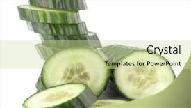  Presentation with agriculture cucumber - Slide deck with cucumber slices isolated on white background and a soft green colored foreground