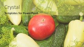  Presentation with tomato - Colorful PPT theme enhanced with cucumber-tomato-and-paprika backdrop and a yellow colored foreground
