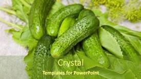  Presentation with food - Colorful presentation design enhanced with cucumber-with-inflorescence-dill-food backdrop and a tawny brown colored foreground