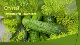  Presentation with food - Amazing presentation design having cucumber-with-inflorescence-dill-food backdrop and a tawny brown colored foreground