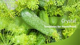  Presentation with food - Presentation theme consisting of cucumber-with-inflorescence-dill-food background and a shamrock green colored foreground