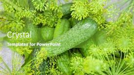  Presentation with food - PPT layouts having cucumber-with-inflorescence-dill-food background and a shamrock green colored foreground