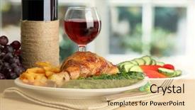  Presentation with food chicken - Colorful PPT layouts enhanced with cucumbers glass of wine backdrop and a coral colored foreground