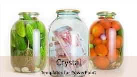  Presentation with cucumbers - Colorful presentation theme enhanced with cucumbers tomatoes and money backdrop and a coral colored foreground