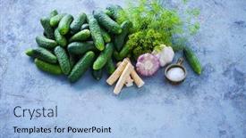  Presentation with cucumbers - Audience pleasing PPT layouts consisting of cucumbers-with-horseradish-dill backdrop and a light blue colored foreground