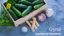  Presentation with cucumbers - Amazing PPT theme having cucumbers-with-horseradish-dill backdrop and a teal colored foreground